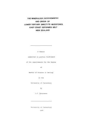 The Mineralogy and Geochemistry of Lower Tertiary Smectite-Mudstones in New Zealand