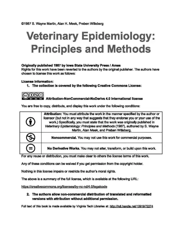 Veterinary Epidemiology: Principles and Methods