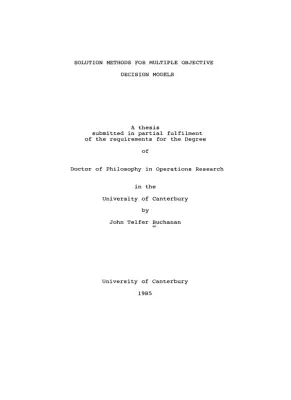 Investigation of Solution Methods for Continuous Multiple Objective Decision Making