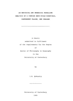 Analysis of Wind Regimes and Thermal Forcing in Canterbury Plains, New Zealand