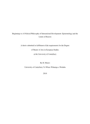 A Political Philosophy of International Development: Epistemological Perspectives