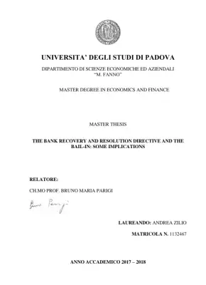 La Direttiva di Recupero e Risoluzione delle Banche e il Bail-in: Implicazioni e Riflessioni