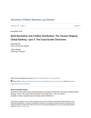 Understanding the Tensions in Global Banking: Bank Resolution and Creditor Distribution