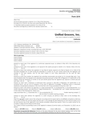 Unified Grocers, Inc. Annual Report Form 10-K for Fiscal Year Ended September 28, 2013