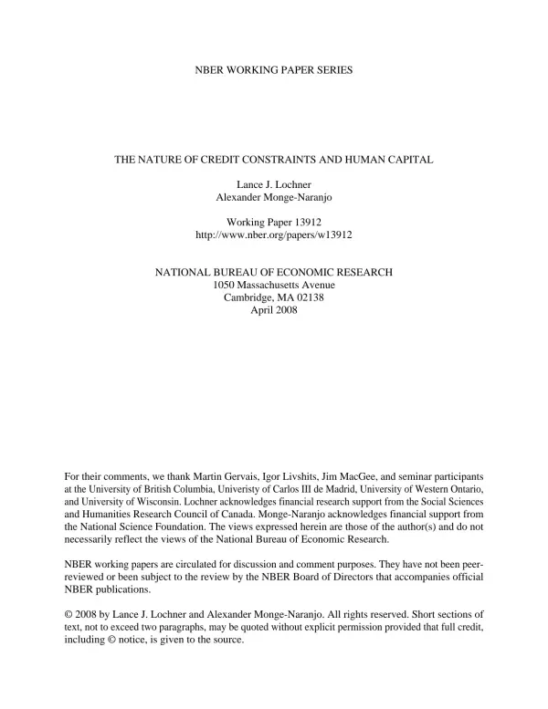 The Nature of Credit Constraints and Human Capital