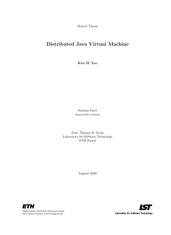 Distributed Java Virtual Machine
