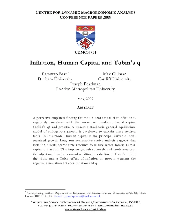 Inflation, Human Capital and Tobin's q
