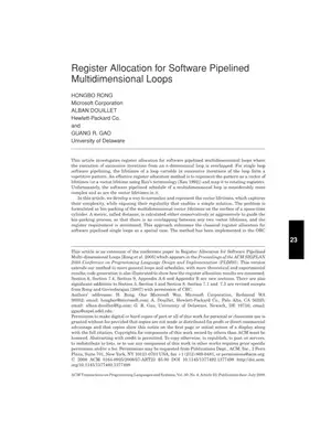 Register Allocation for Multidimensional Loops