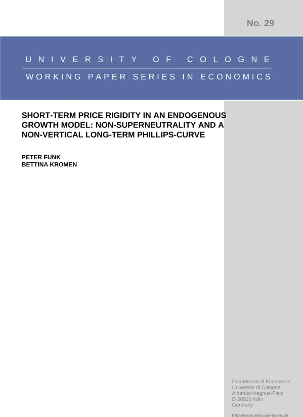 Short-term price rigidity in an endogenous growth model: Non-Superneutrality and a non-vertical long-term Phillips-curve