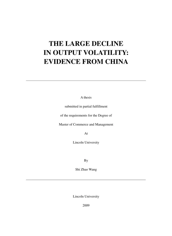 The large decline in output volatility: evidence from China