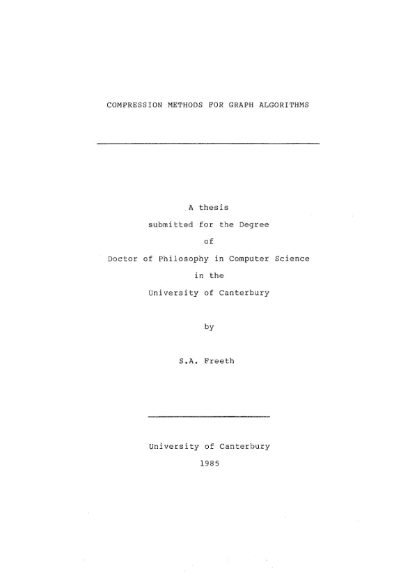 Compression methods for graph algorithms