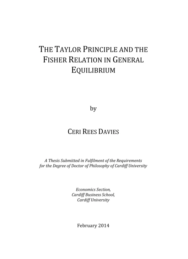 The Taylor principle and the Fisher relation in general equilibrium