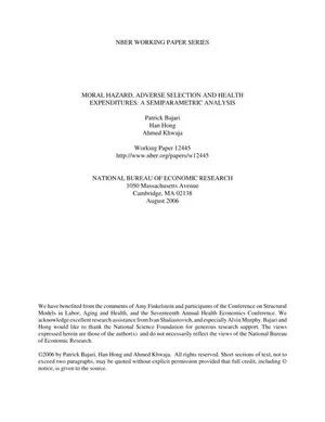 Health Expenditure Analysis: Moral Hazard & Adverse Selection