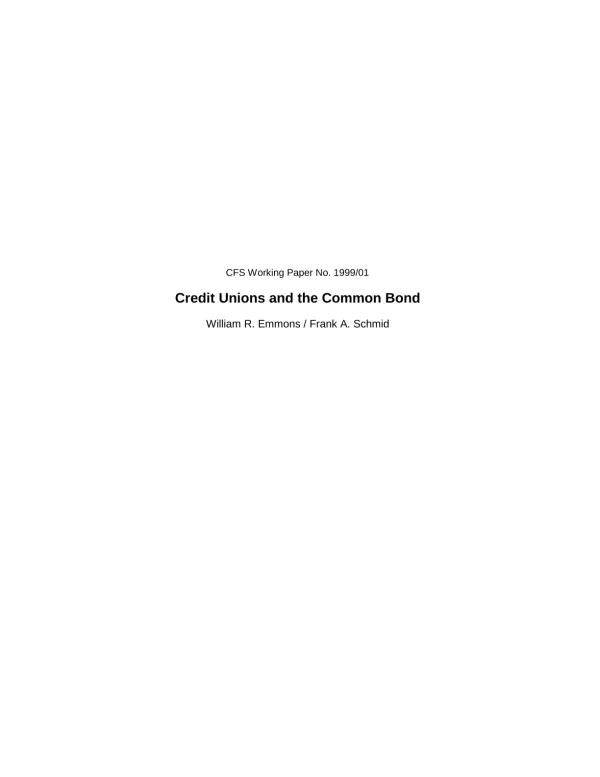 Credit unions and the common bond