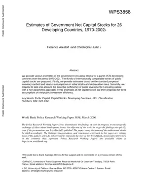 Public Capital Stocks in Developing Countries