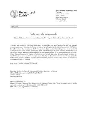 Uncertainty Shocks & Business Cycles